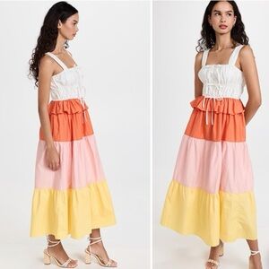 NWOT ENGLISH FACTORY White,Orange and yellow Maxi Dress in XS
